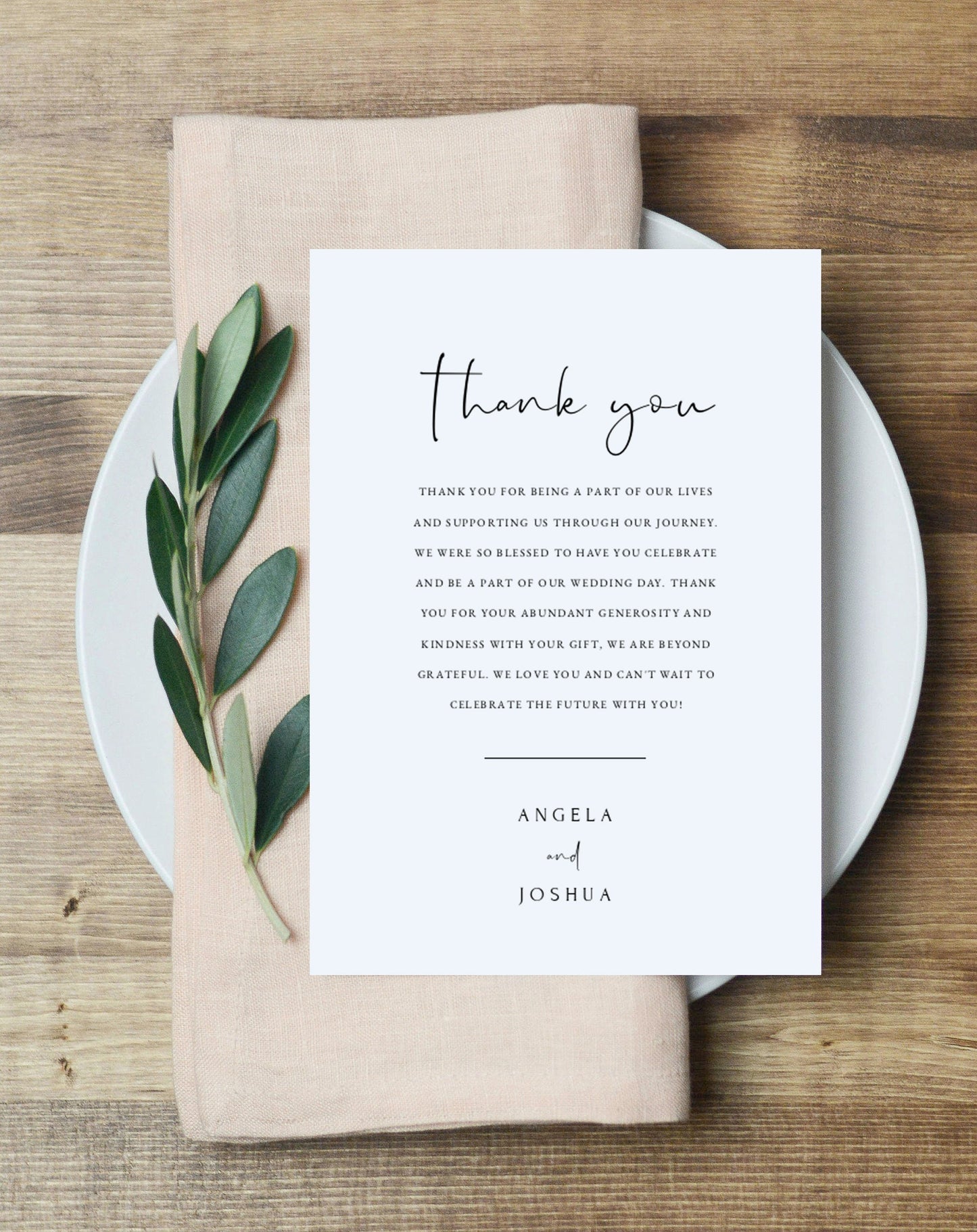 Angela Minimal Thank You Card Template