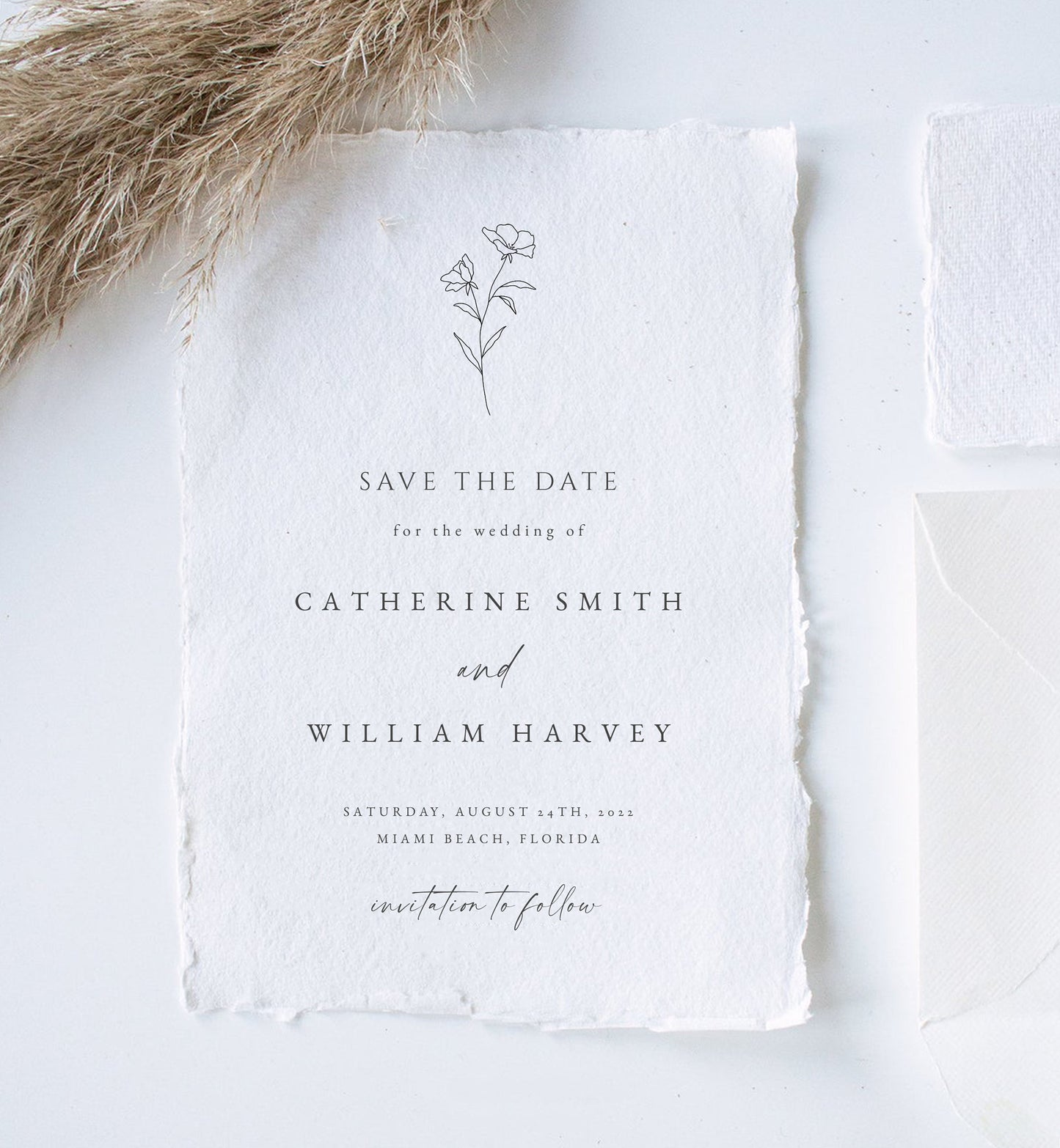 Catherine Minimalist Save the Date Editable Template