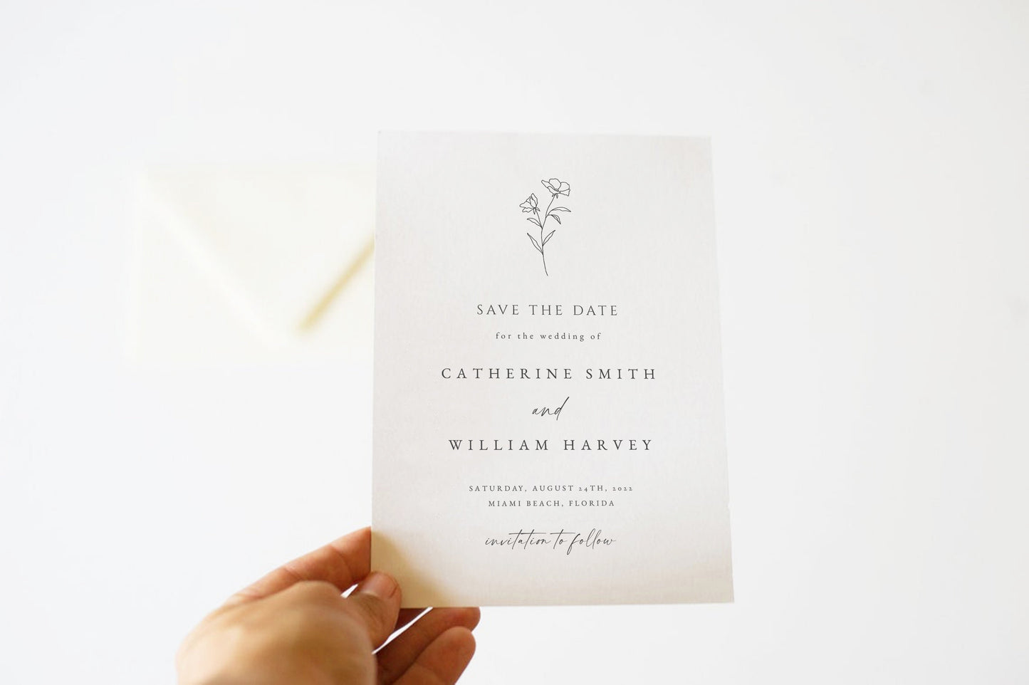 Catherine Minimalist Save the Date Editable Template