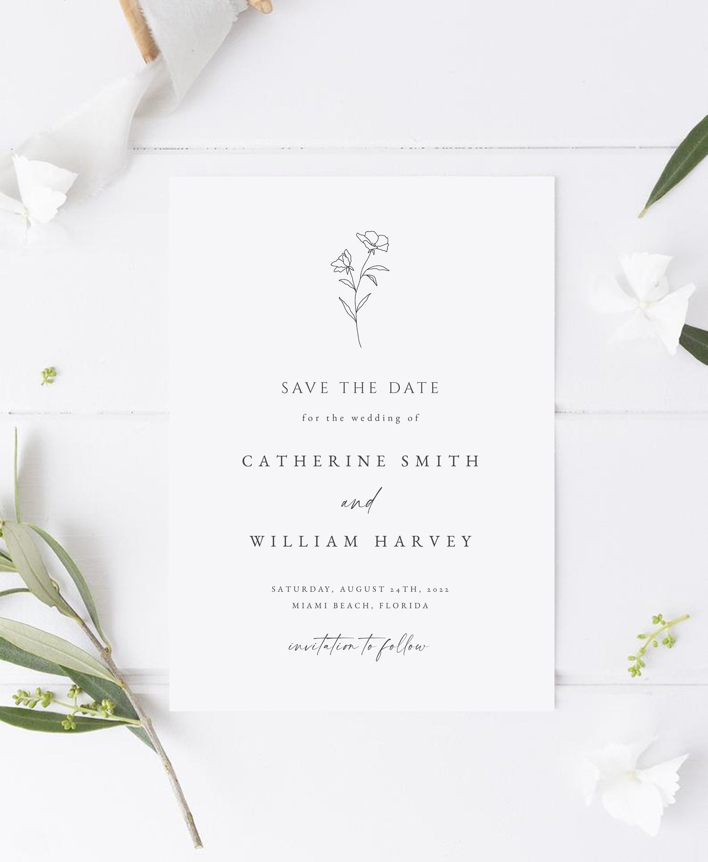 Catherine Minimalist Save the Date Editable Template