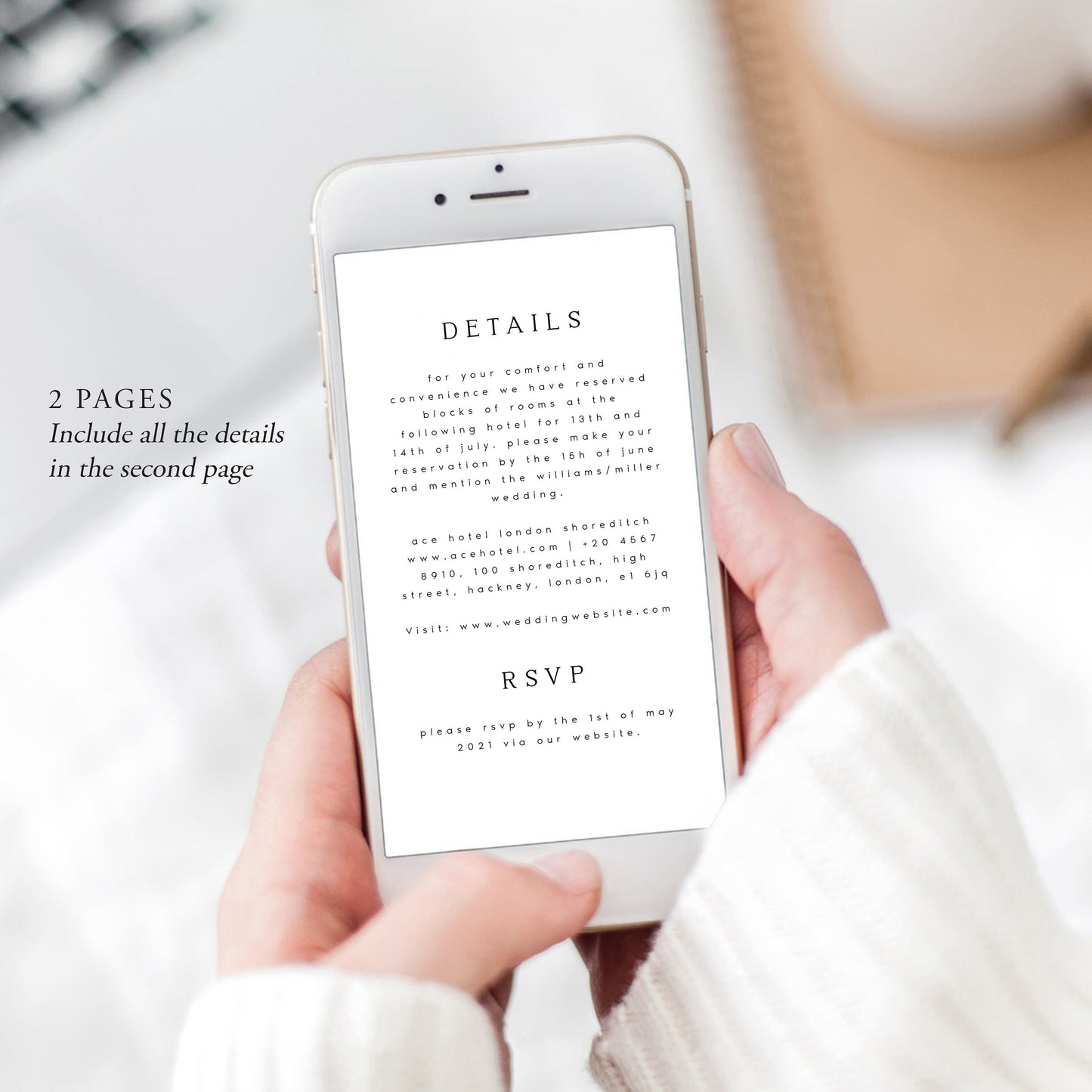 Amy Baby Blue Floral Wedding Evite