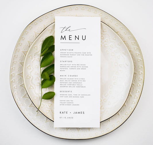 Kate Minimalist Wedding Menu Template
