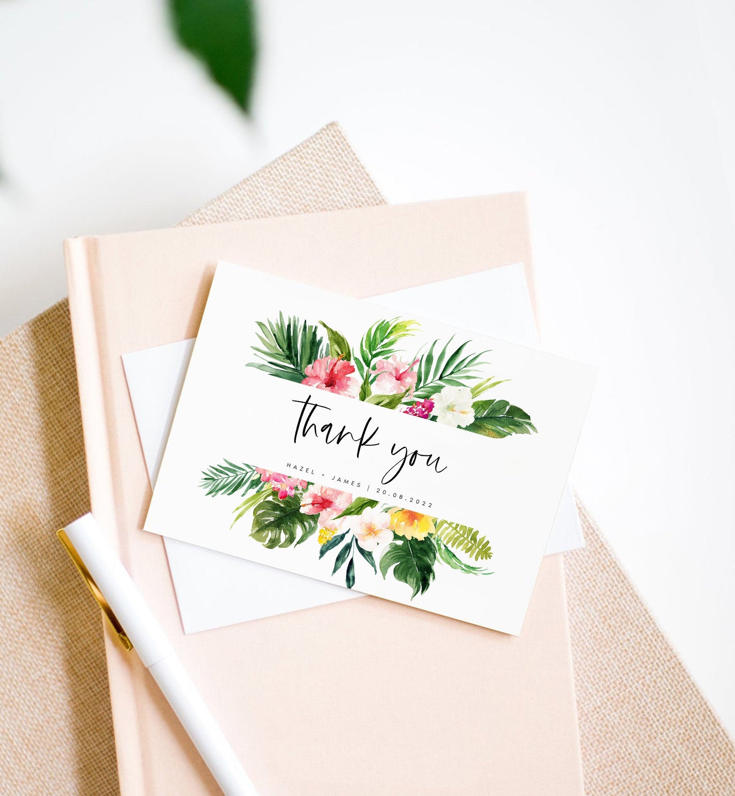 Hazel Tropical Wedding Thank You Card