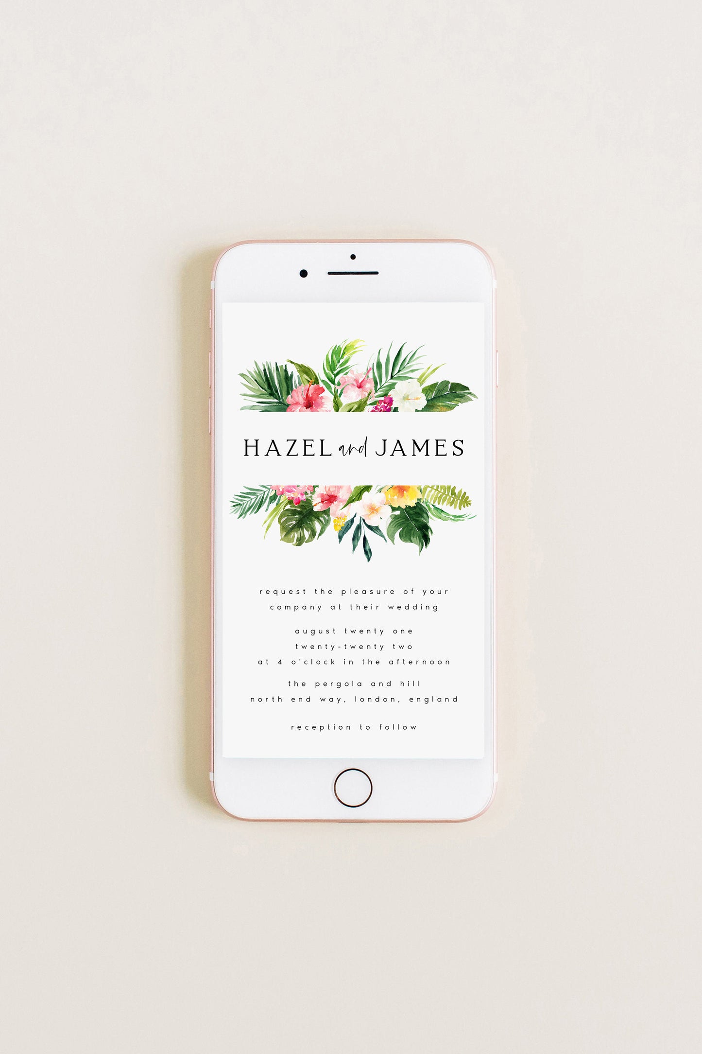 Hazel Tropical Wedding Evite