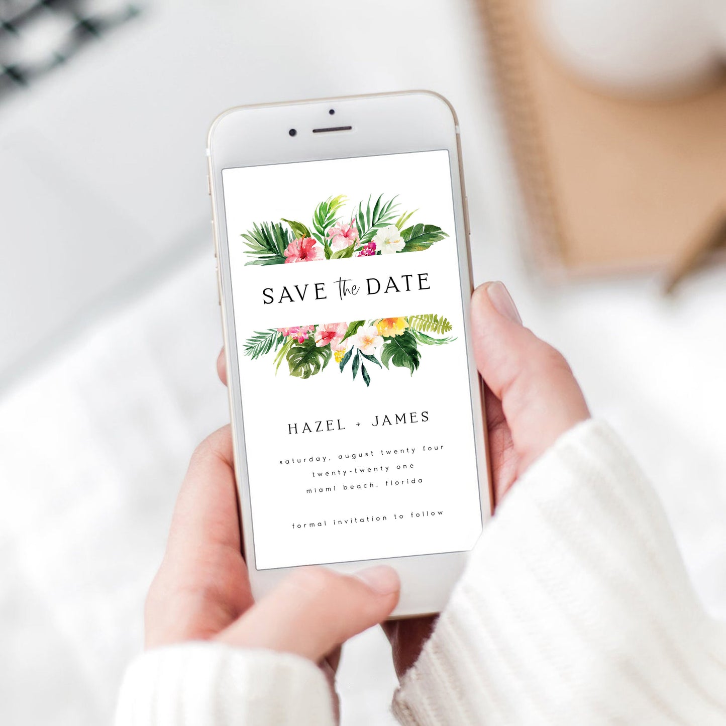 Hazel Tropical Save the Date Evite Template