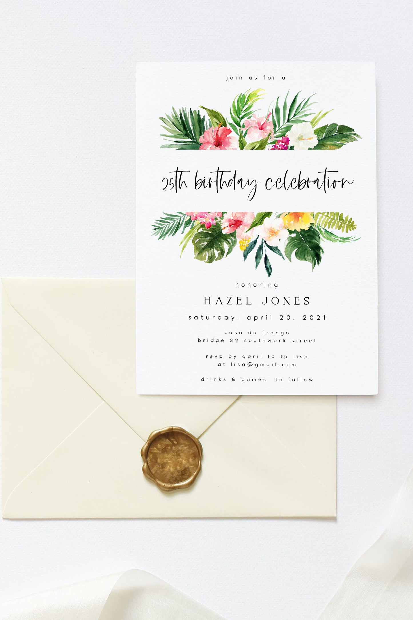 Hazel Tropical Birthday Party Invitation Template