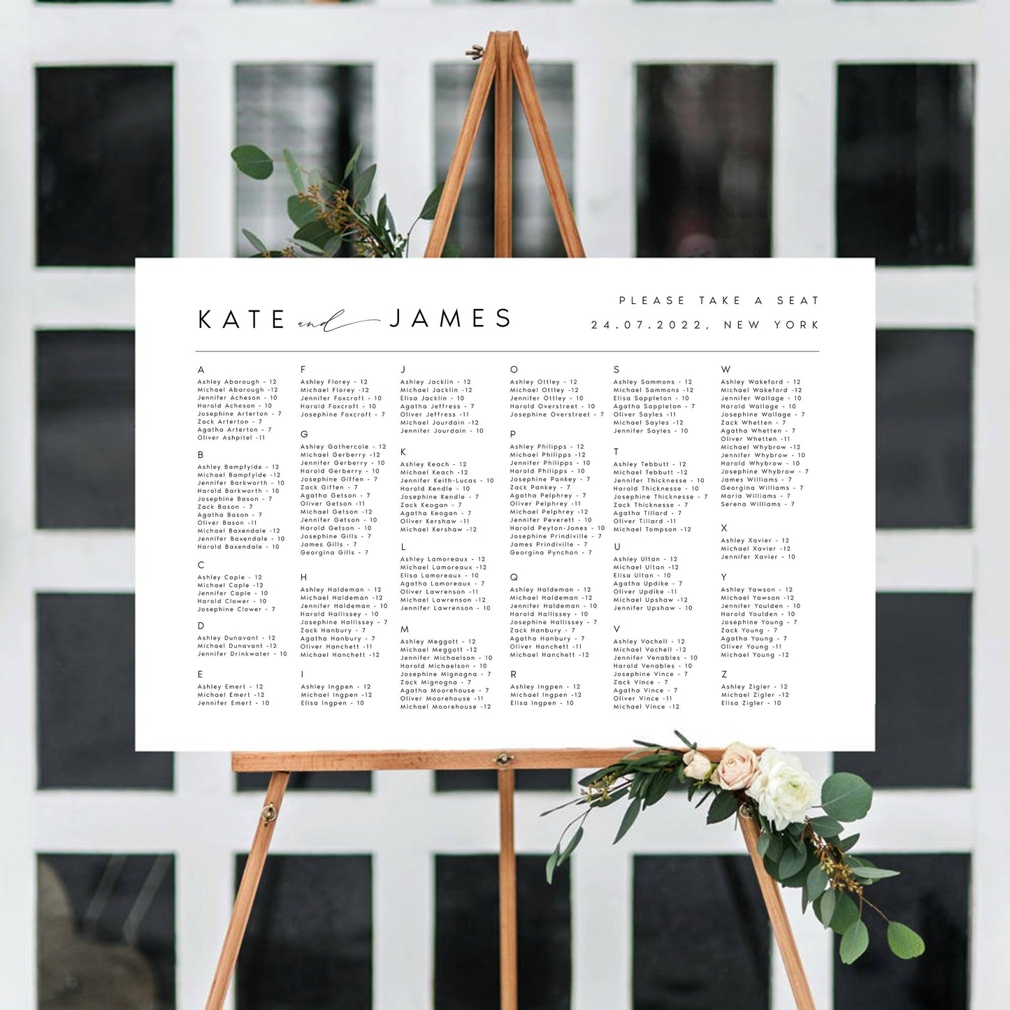 Kate Minimalist Seating Chart Template