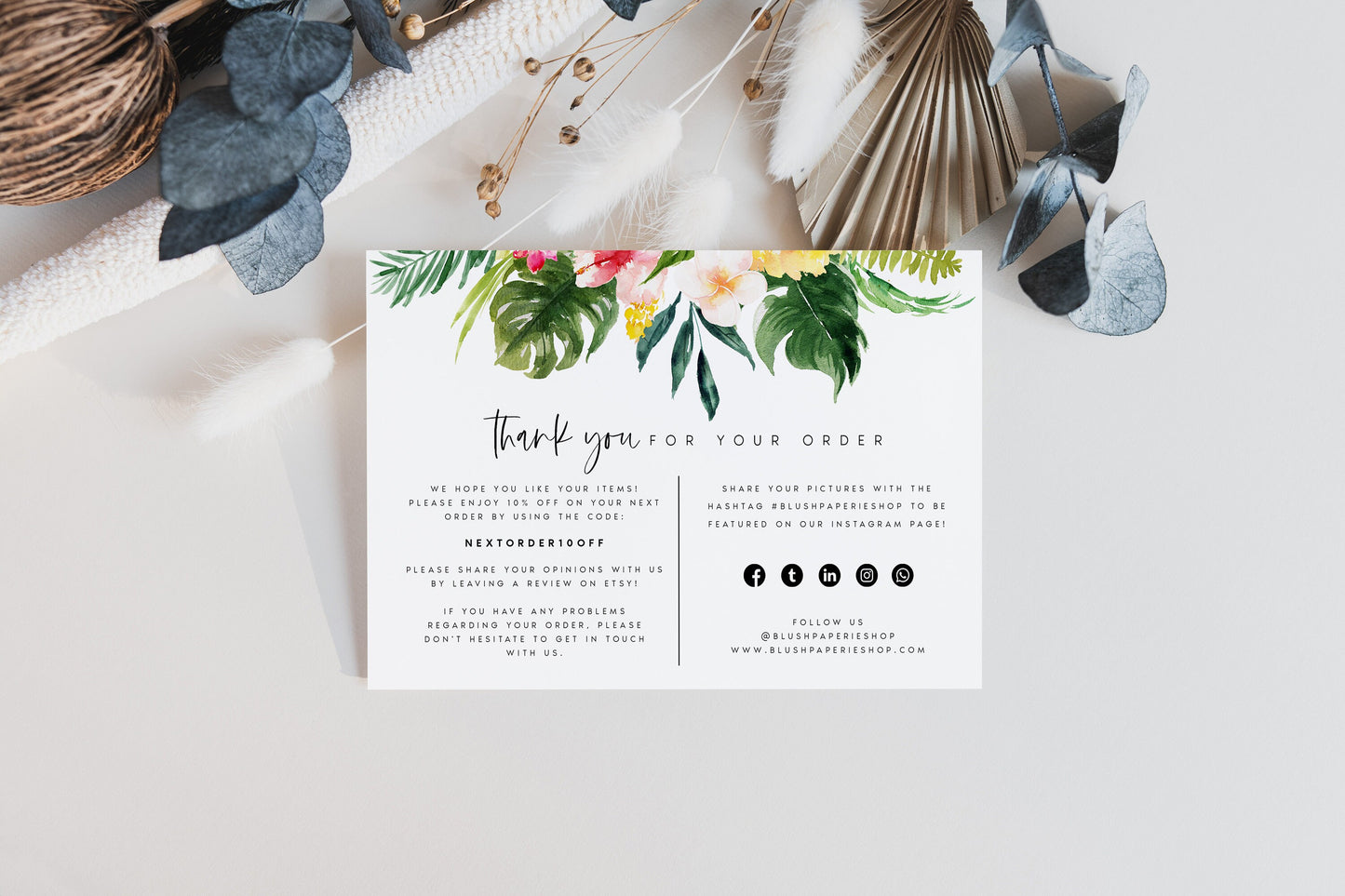 Hazel Tropical Small Business Thank You Card Template