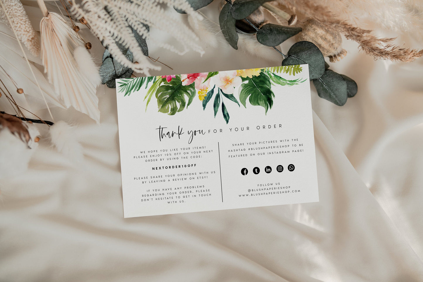 Hazel Tropical Small Business Thank You Card Template