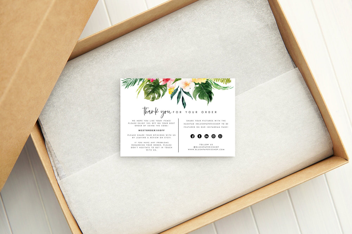 Hazel Tropical Small Business Thank You Card Template