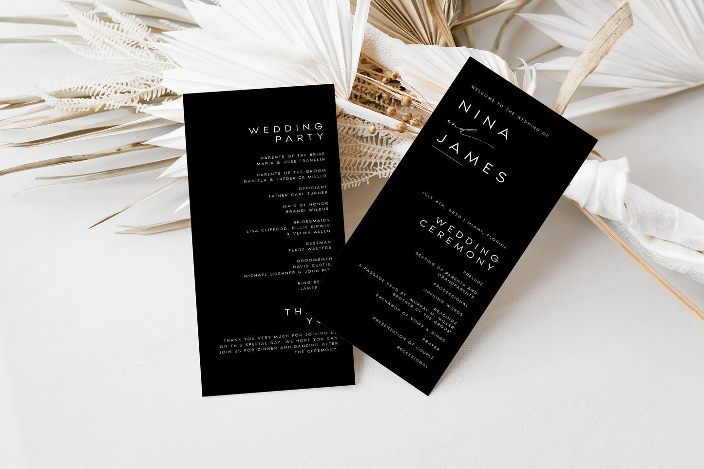 Nina Minimalist Wedding Program