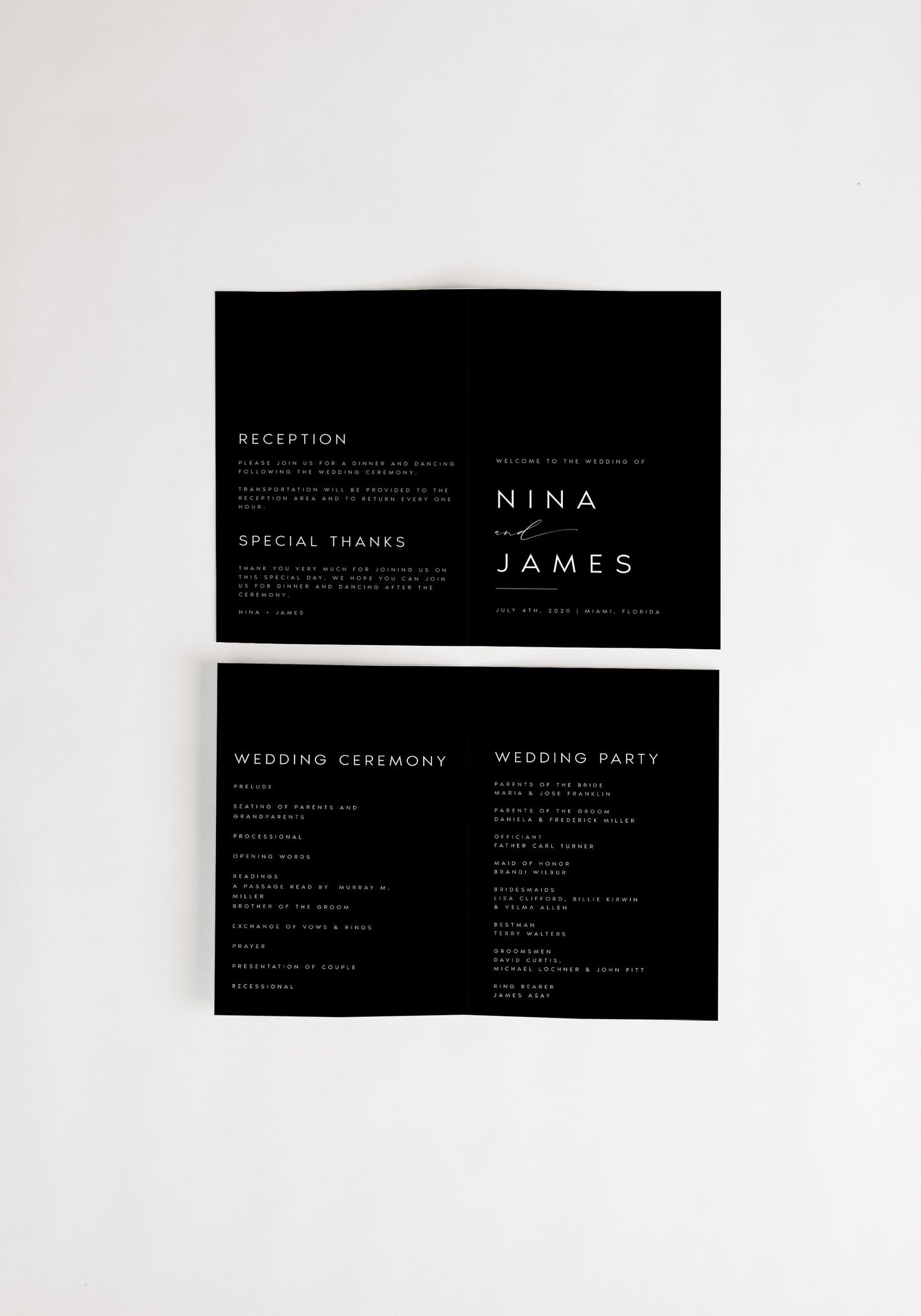 Nina Minimal Foldable Wedding Program Template