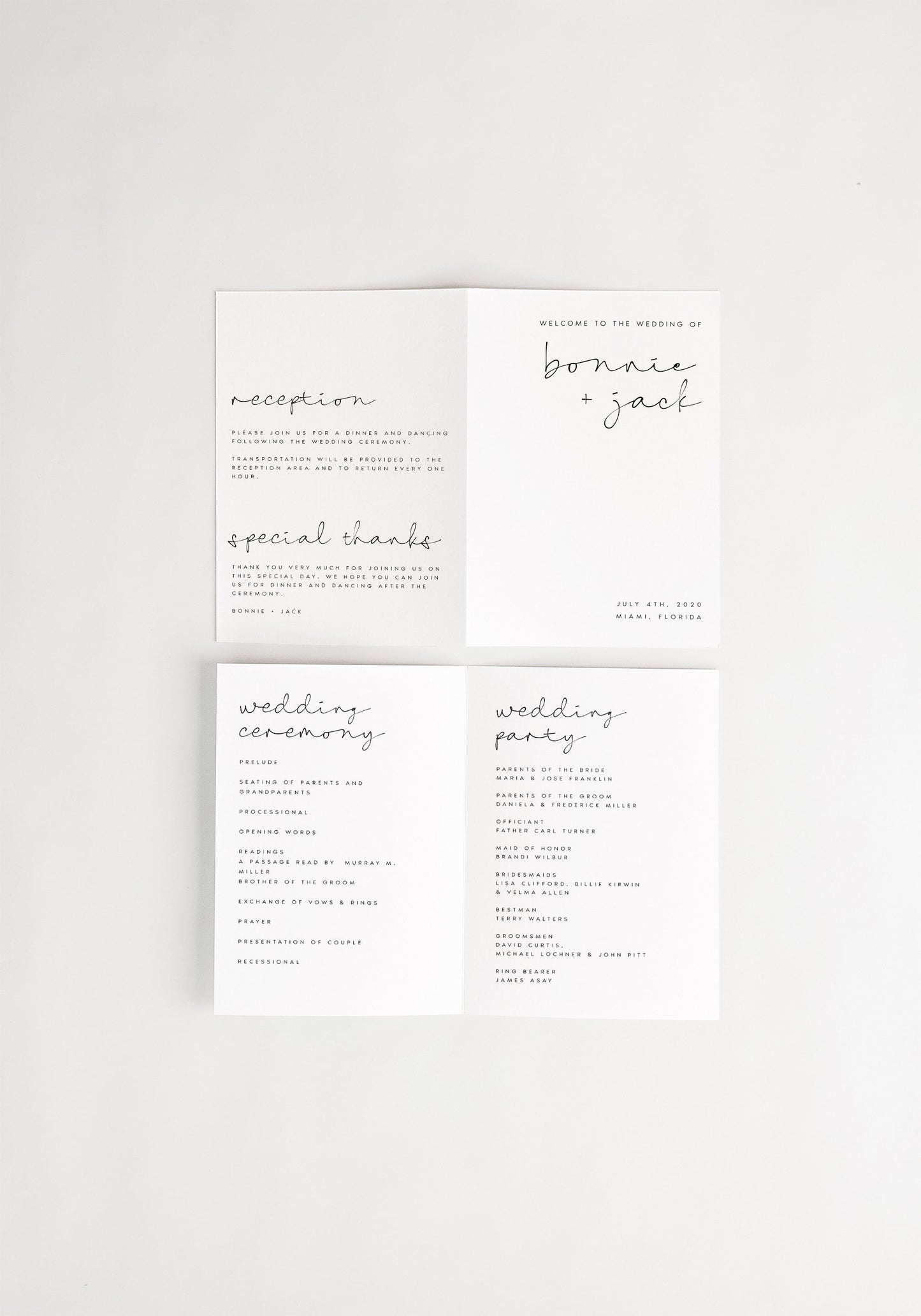 Bonnie Minimalist Foldable Wedding Program Template