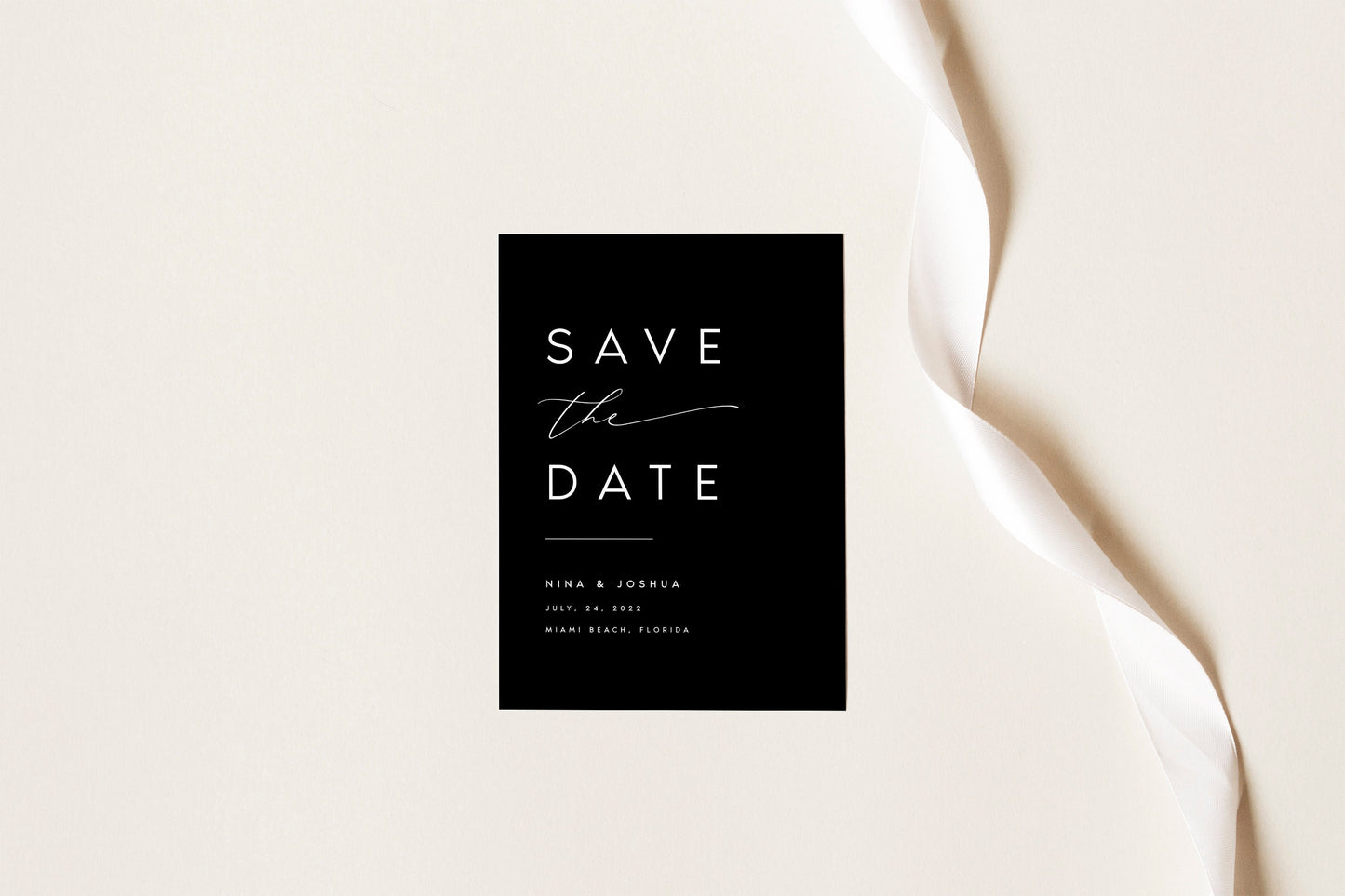 Nina Black Save the Date Editable Template