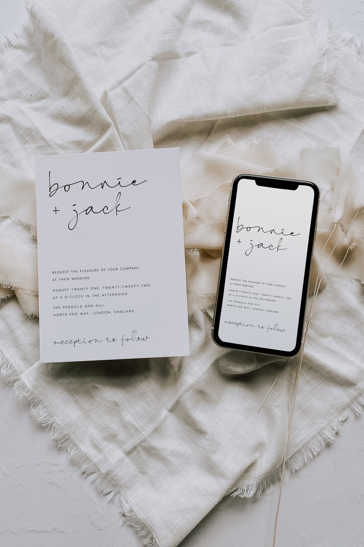 Bonnie Minimal Modern Wedding Invitation Suite