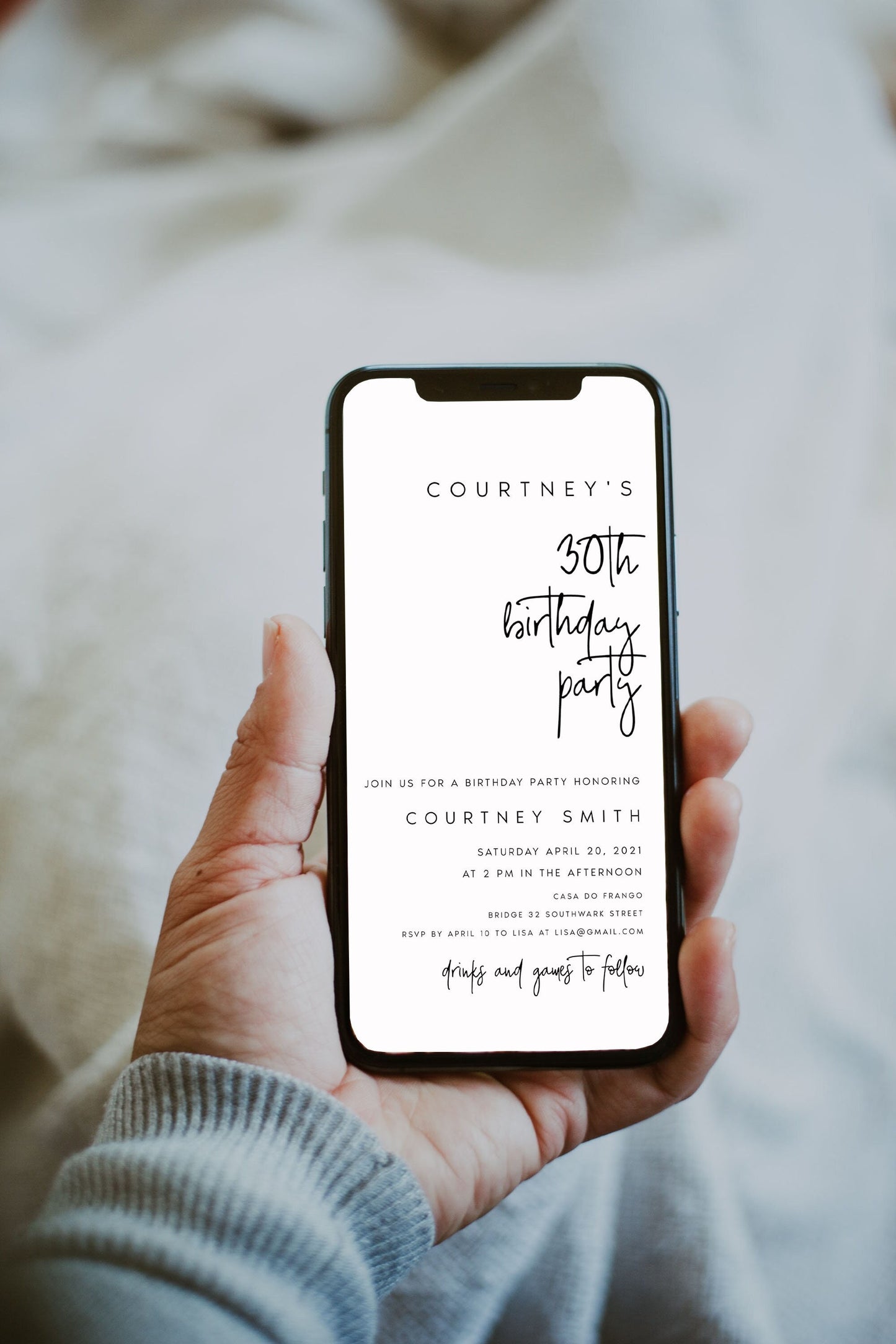 Courtney Modern Electronic Birthday Party Invitation