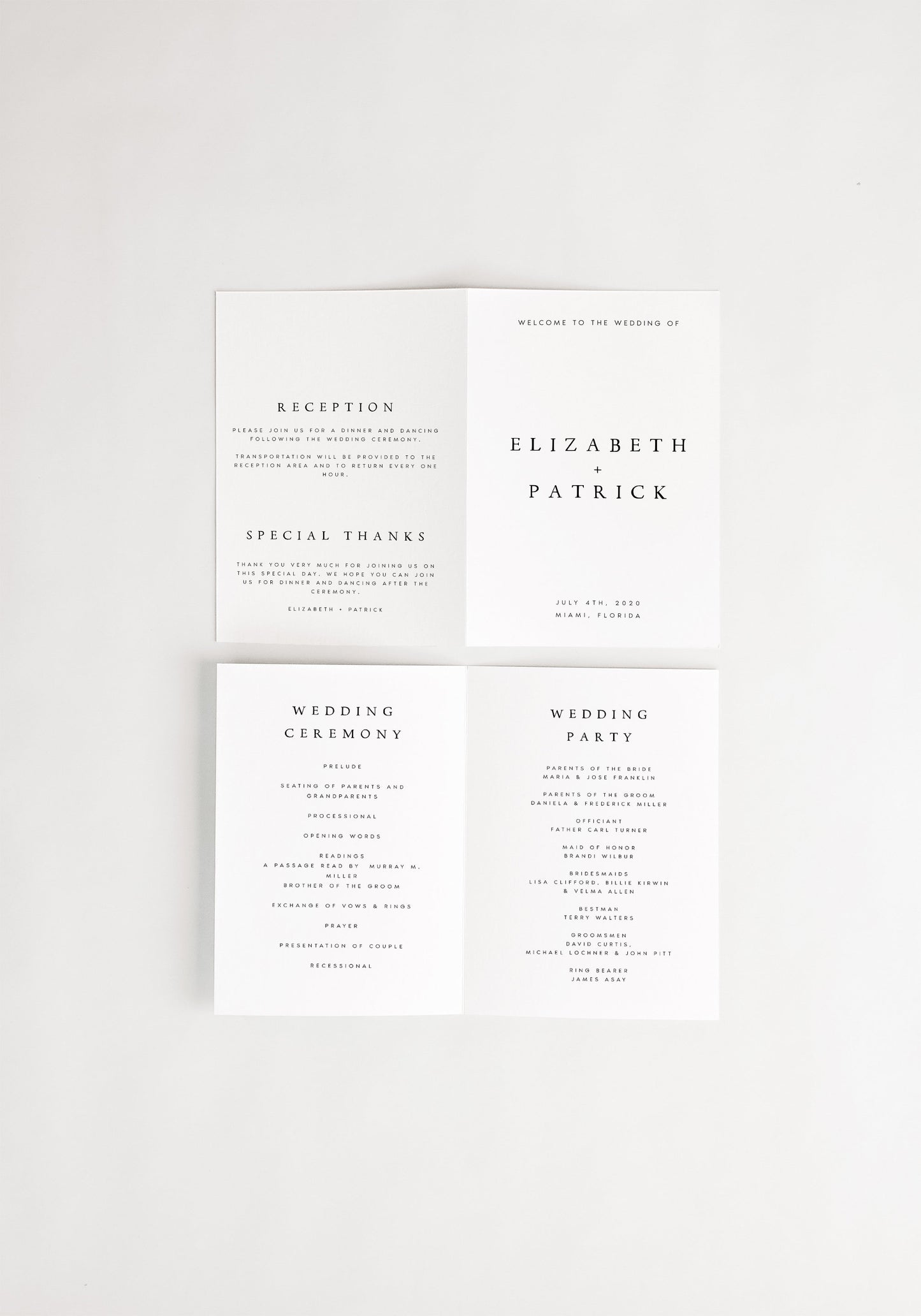 Elizabeth Modern Wedding Program Template