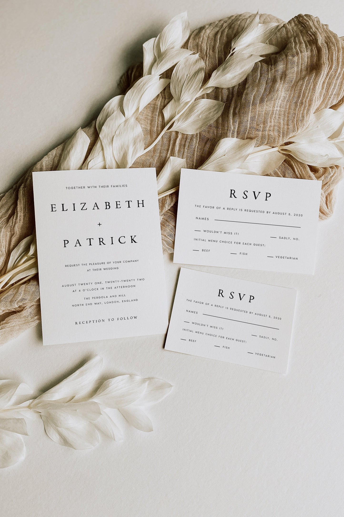 Elizabeth Modern Wedding Invitation Set Template
