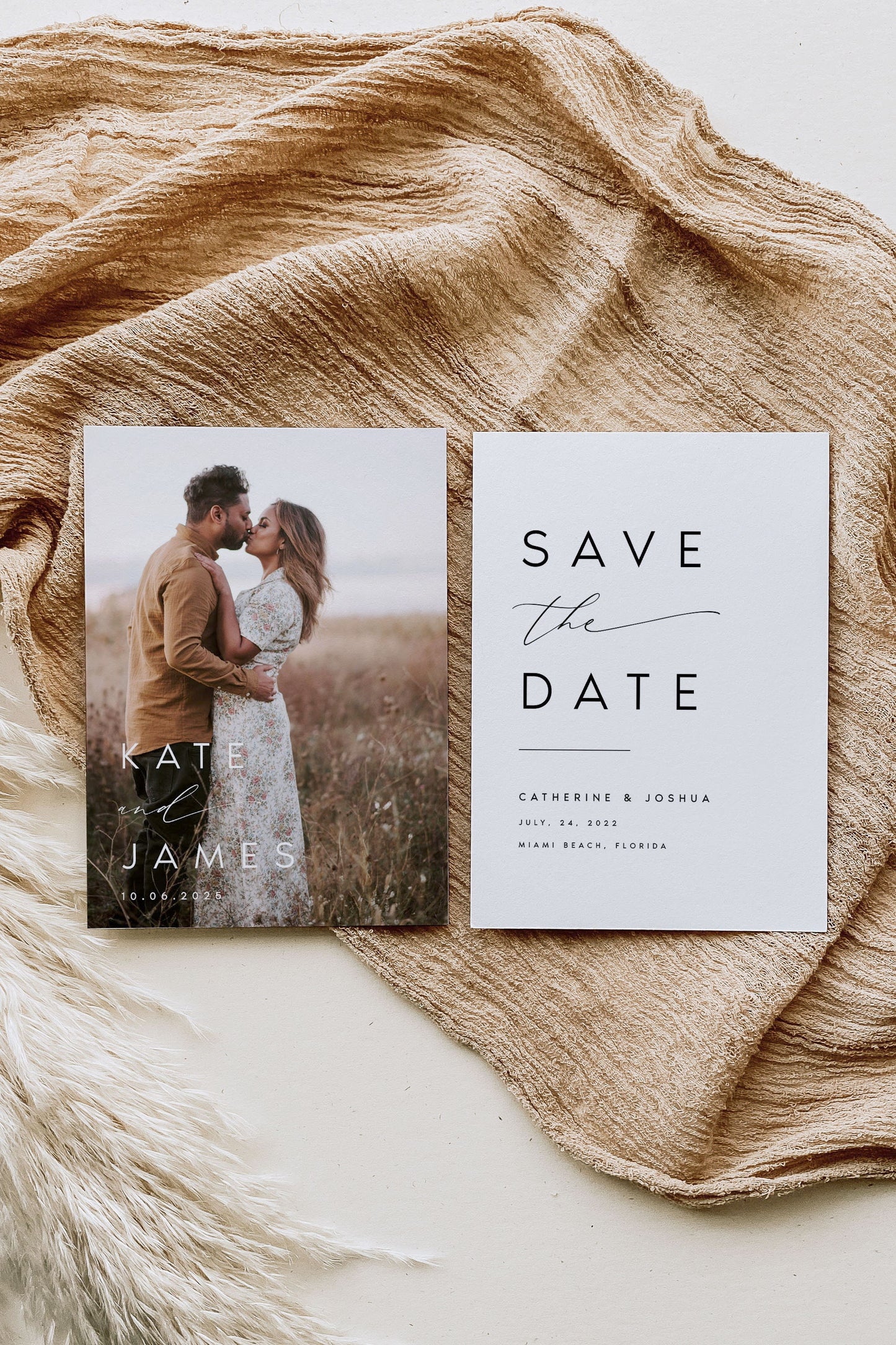 Kate Double-Sided MODERN Photo Save the Date Template