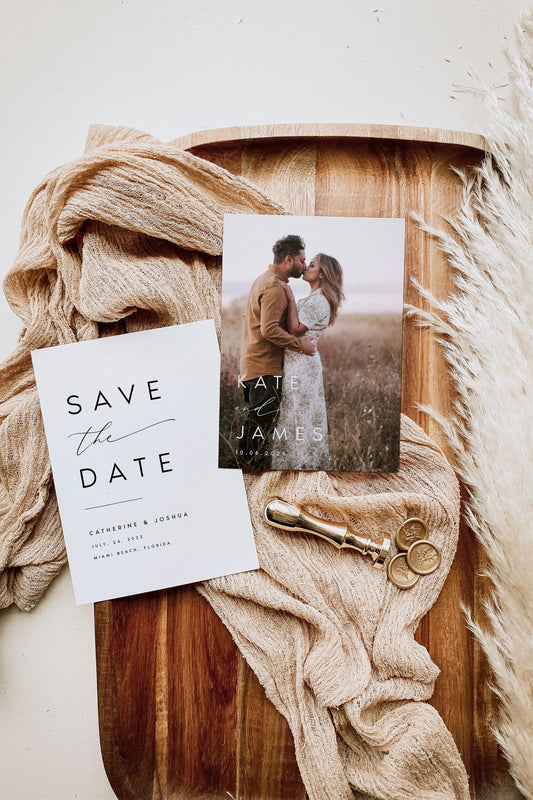 Kate Double-Sided MODERN Photo Save the Date Template