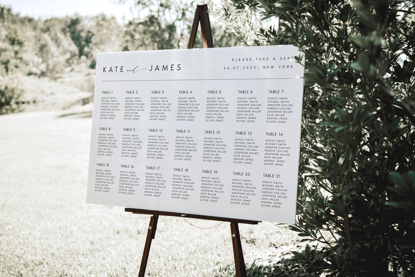 Kate Modern Wedding Seating Chart Template