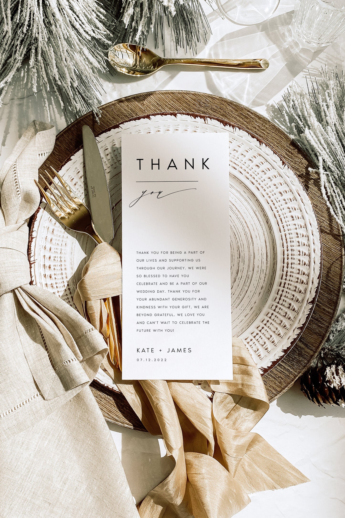 Kate Minimalist Wedding Table Thank You Template