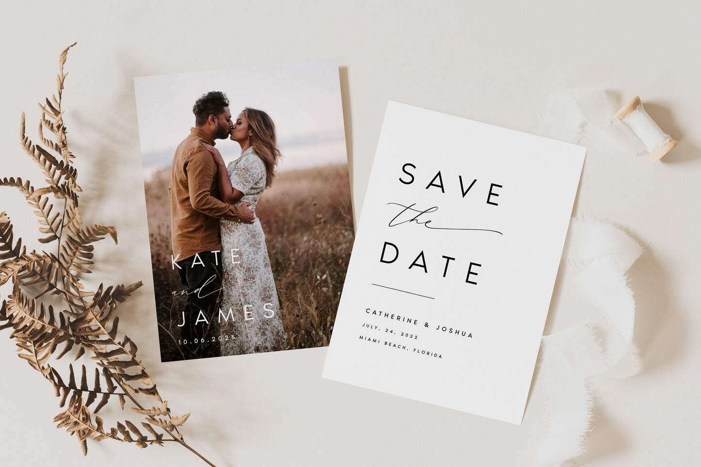 Kate Double-Sided MODERN Photo Save the Date Template