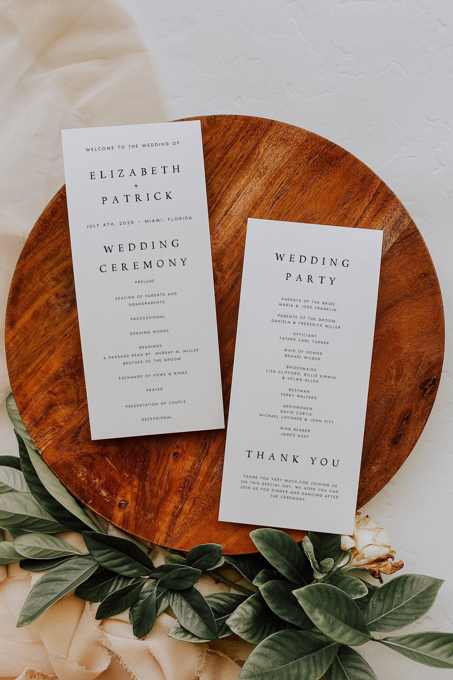 Elizabeth Wedding Ceremony Program Template