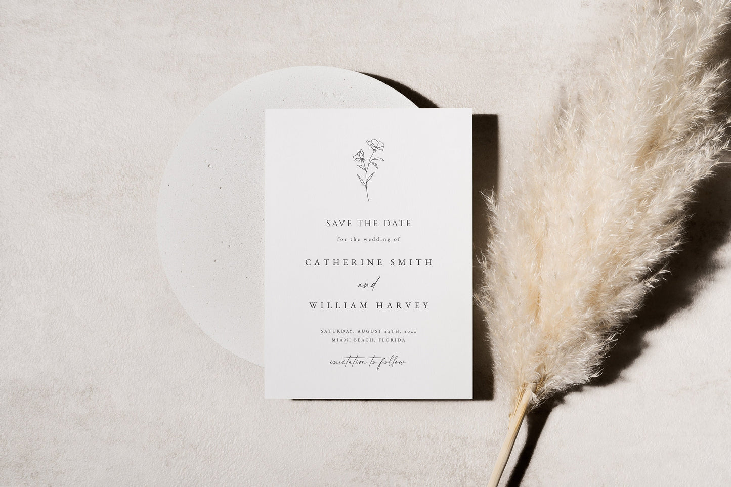Catherine Minimalist Save the Date Editable Template