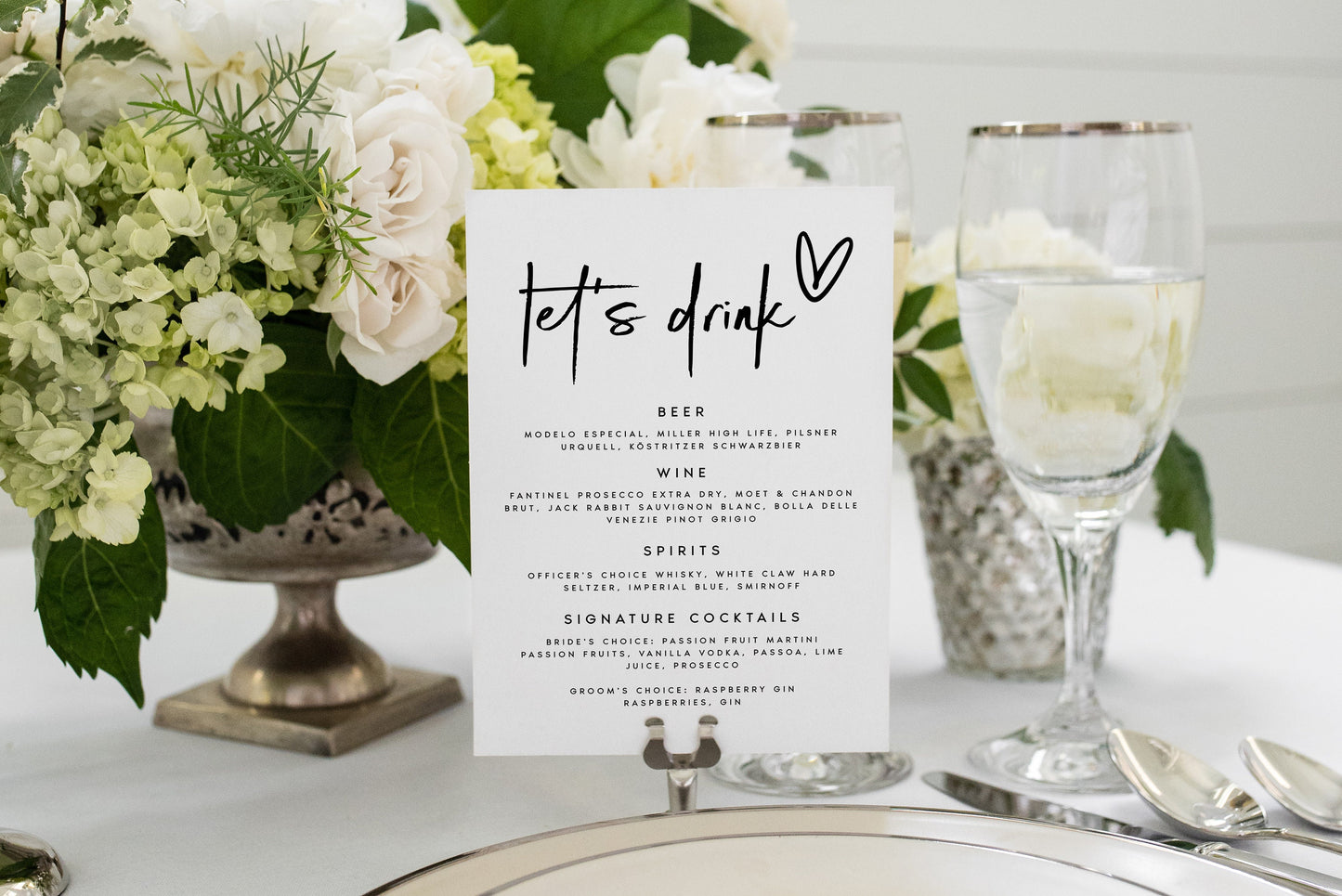 Kathryn Modern Wedding Bar Menu Template