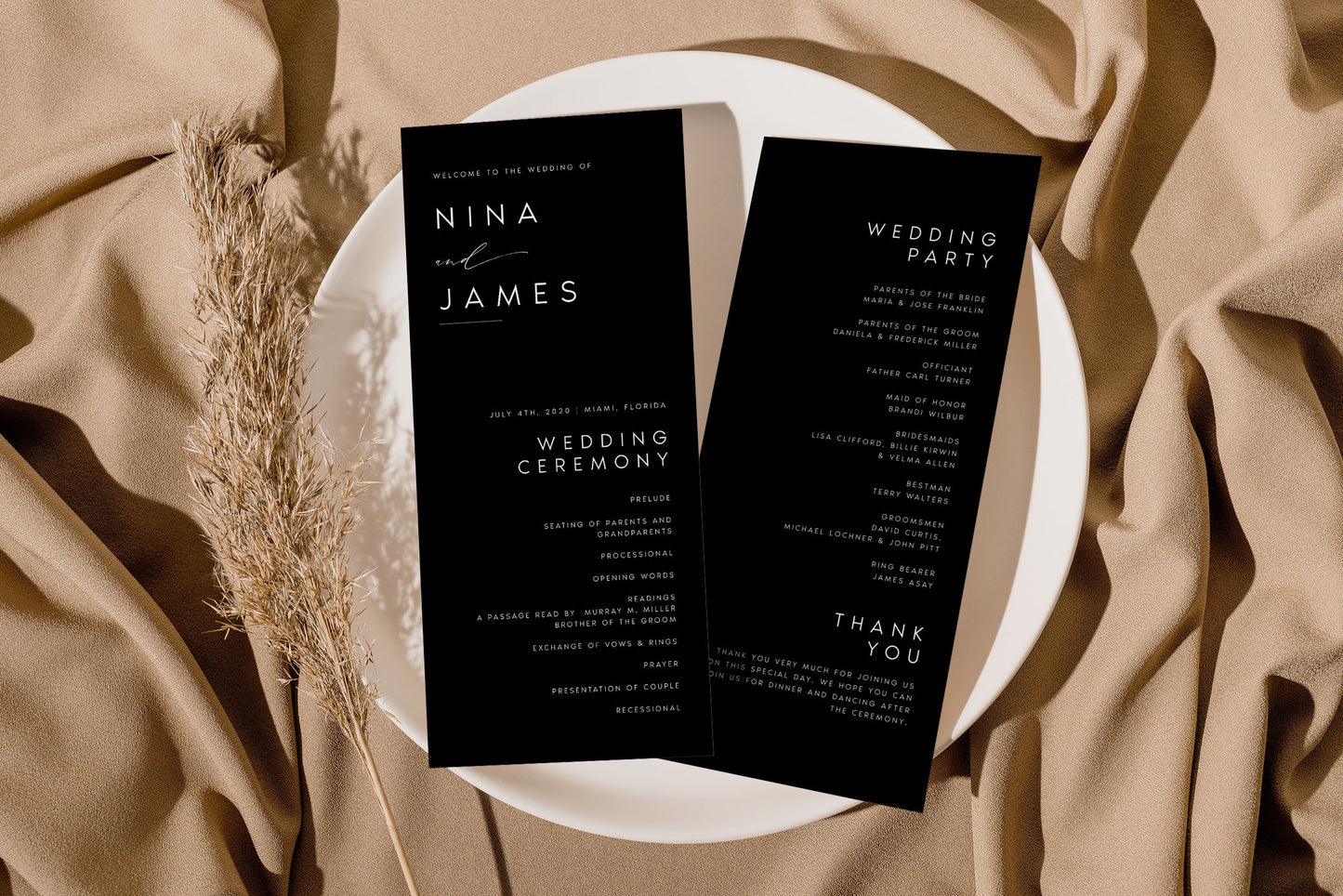 Nina Minimalist Wedding Program Template