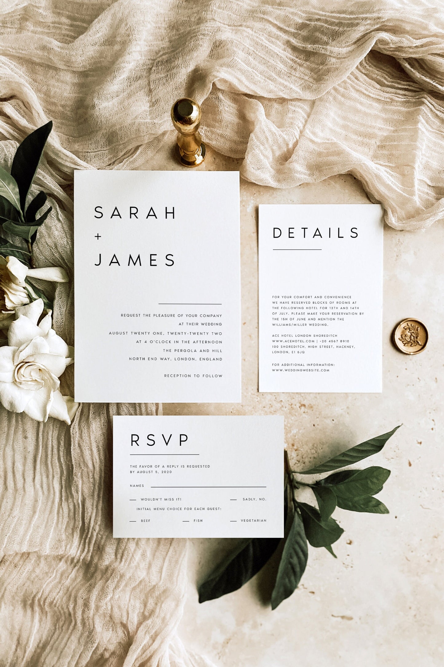 Sarah Modern Wedding Invitation Set Template