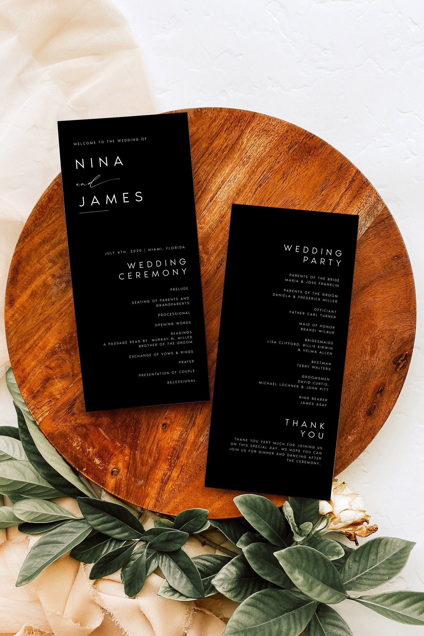 Nina Minimalist Wedding Program