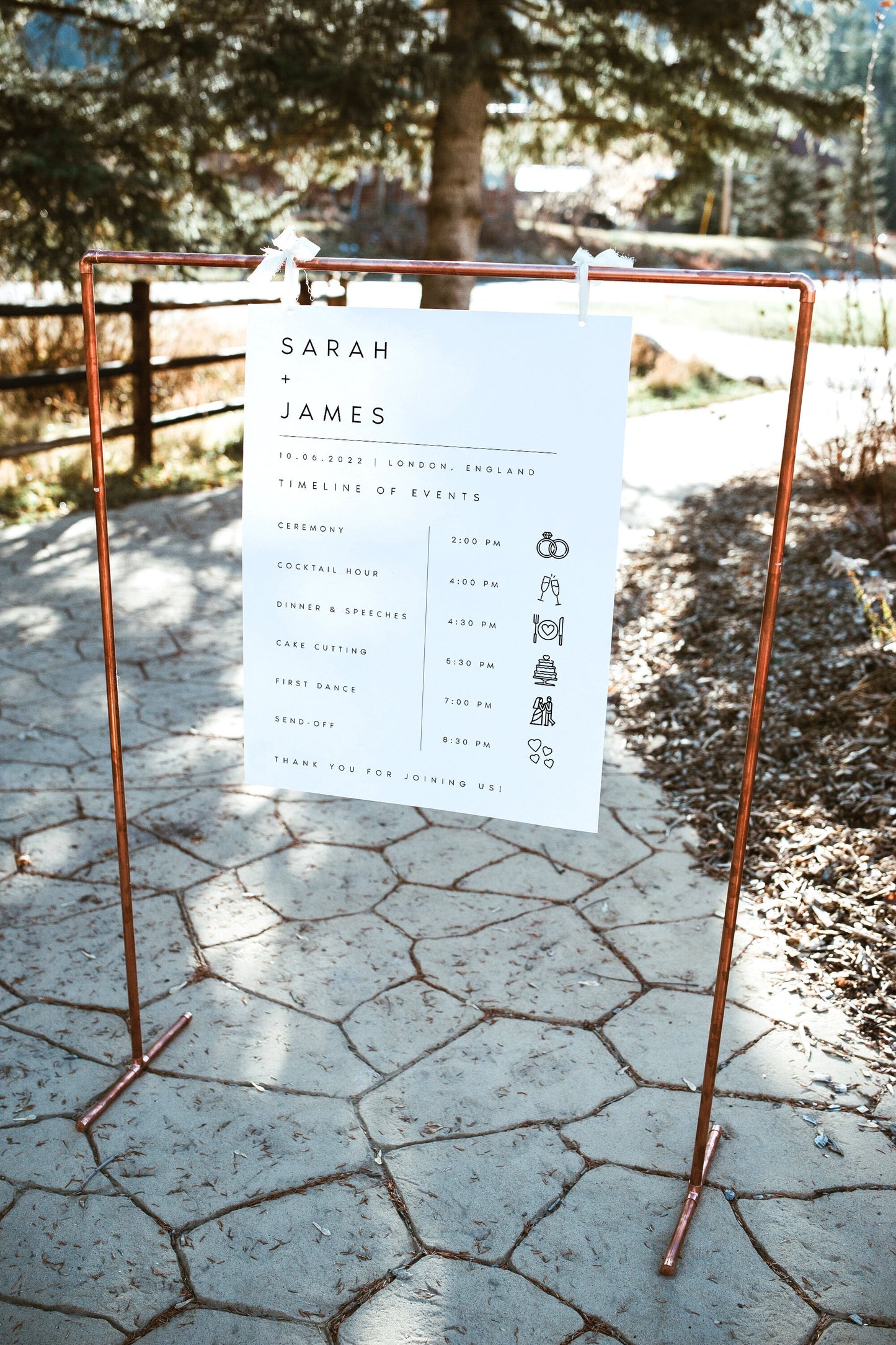 Sarah Modern Wedding Order of Events Timeline Sign Template