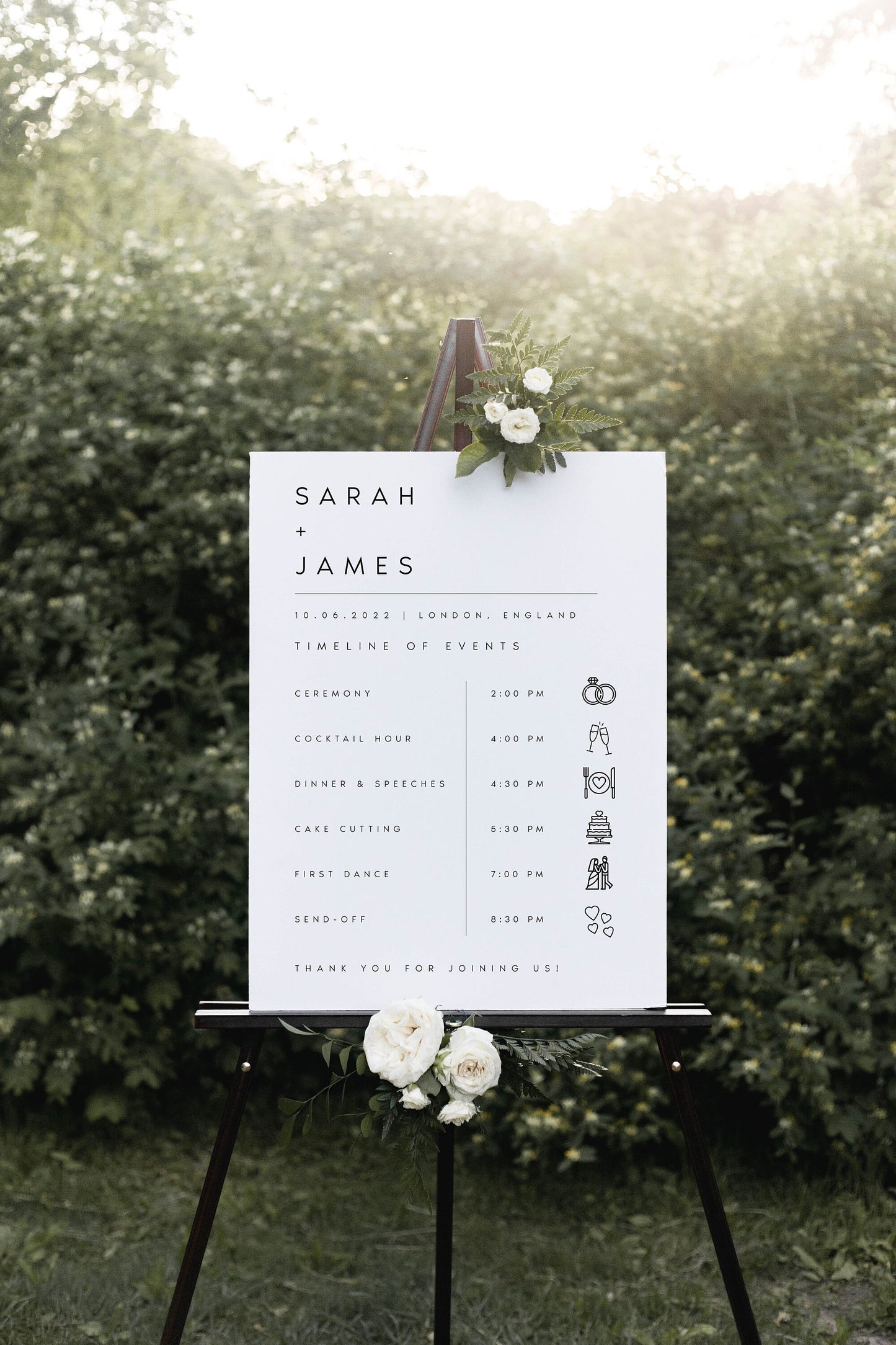 Sarah Modern Wedding Order of Events Timeline Sign Template