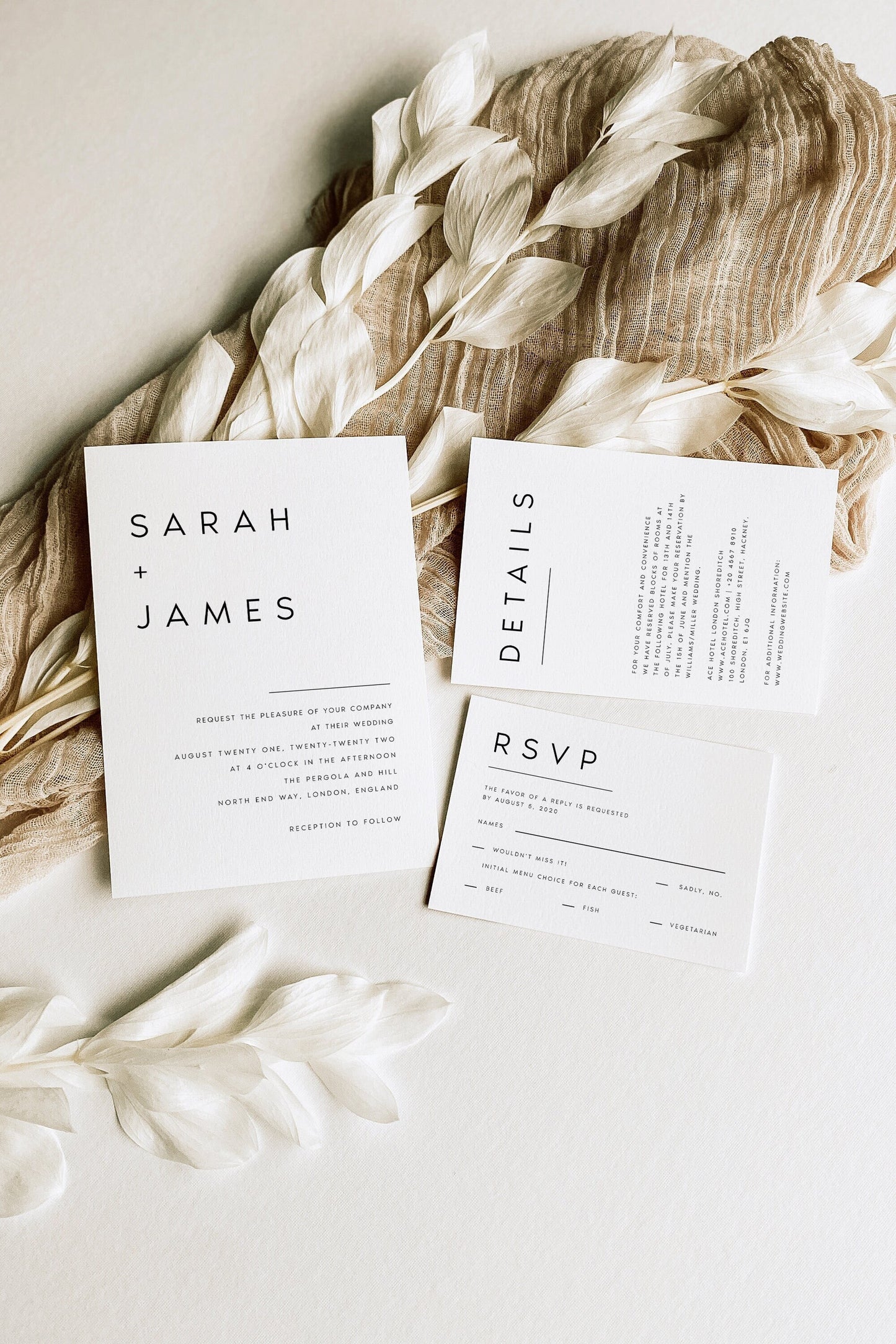Sarah Modern Wedding Invitation Set Template
