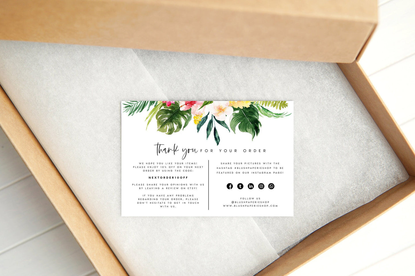 Hazel Tropical Small Business Thank You Card Template