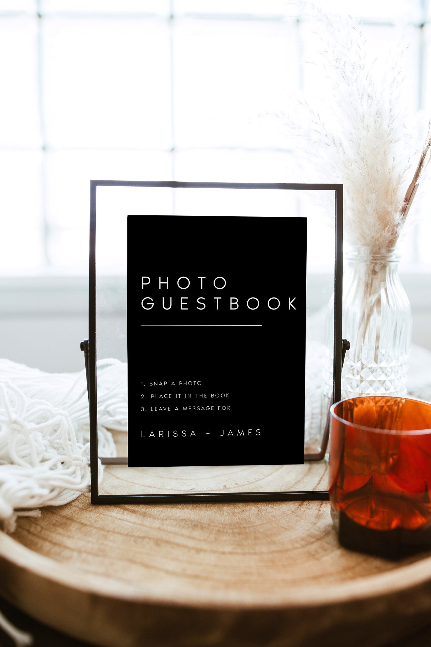 Larissa Editable Modern Wedding Photo Guestbook Sign Template