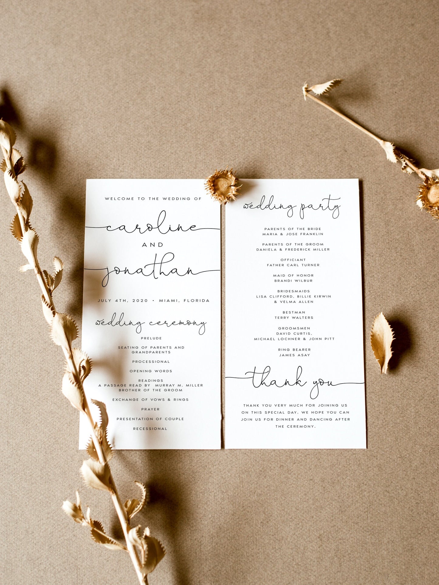 Caroline Wedding Program Template