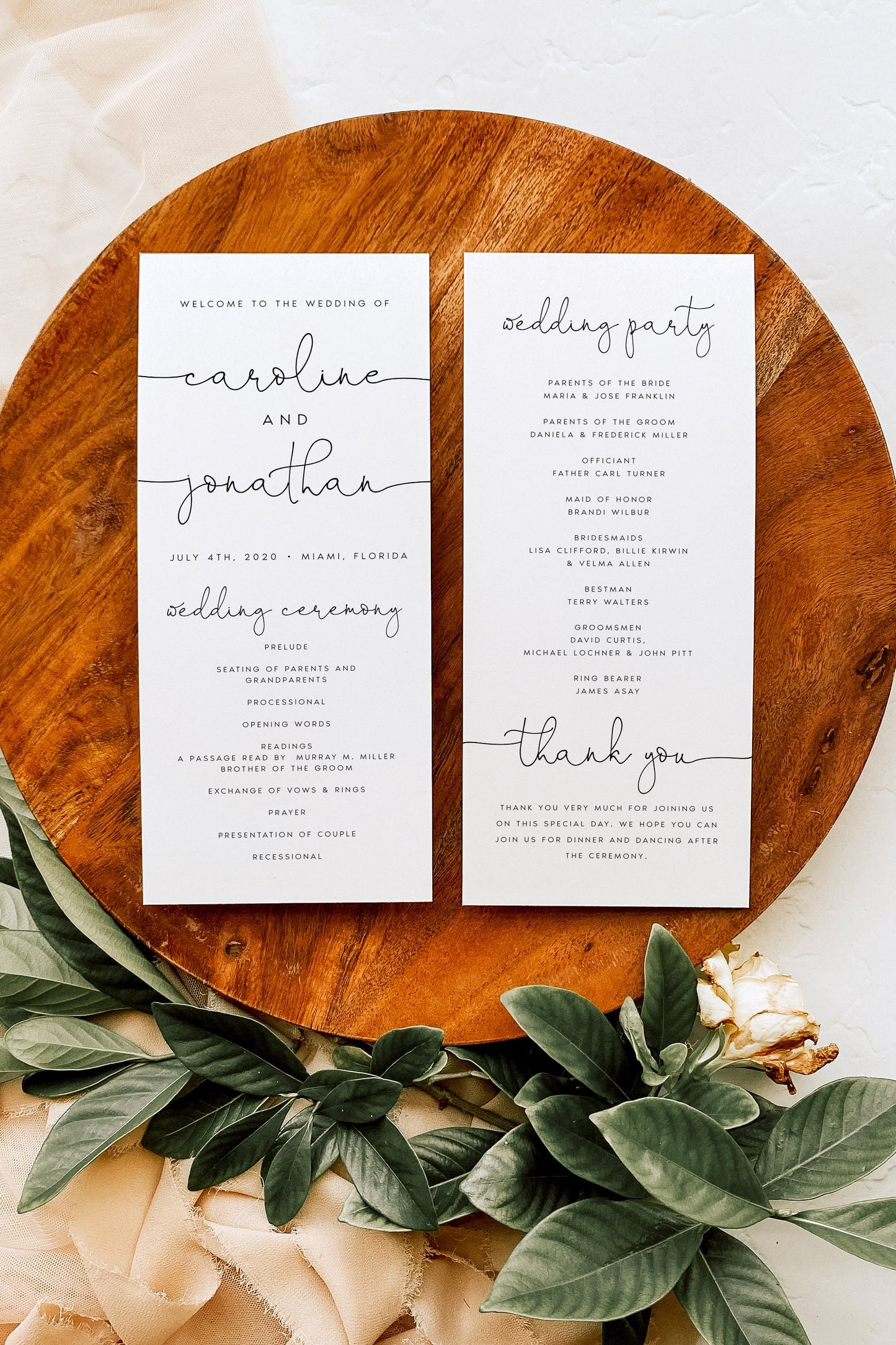 Caroline Modern Wedding Program Template