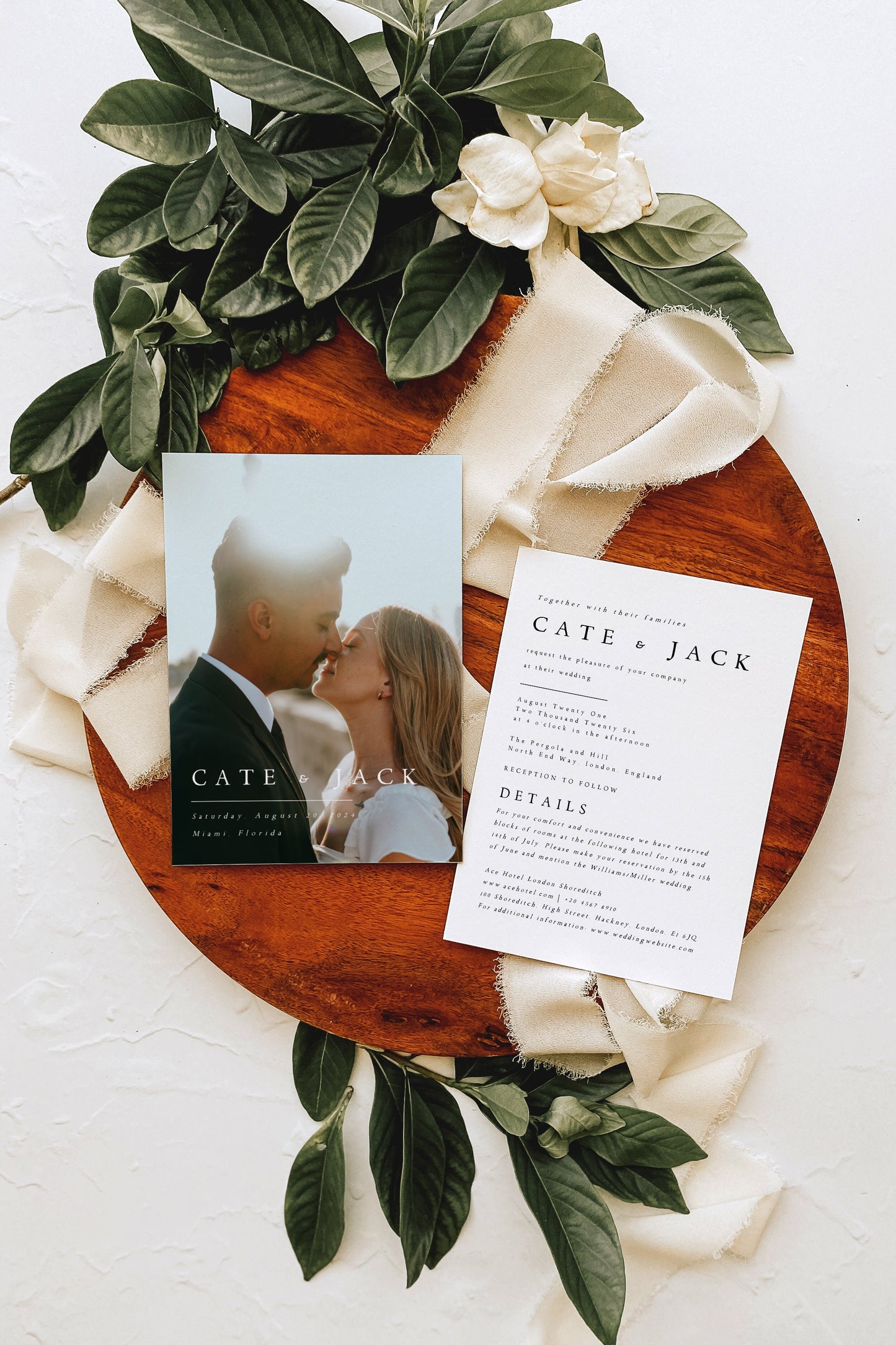 Cate Minimalist Photo Wedding Invitation Set