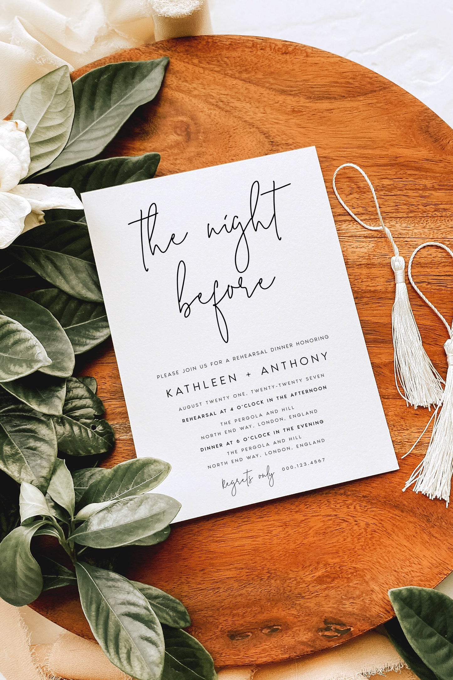 Kathleen Minimalist Rehearsal Dinner Invitation Template
