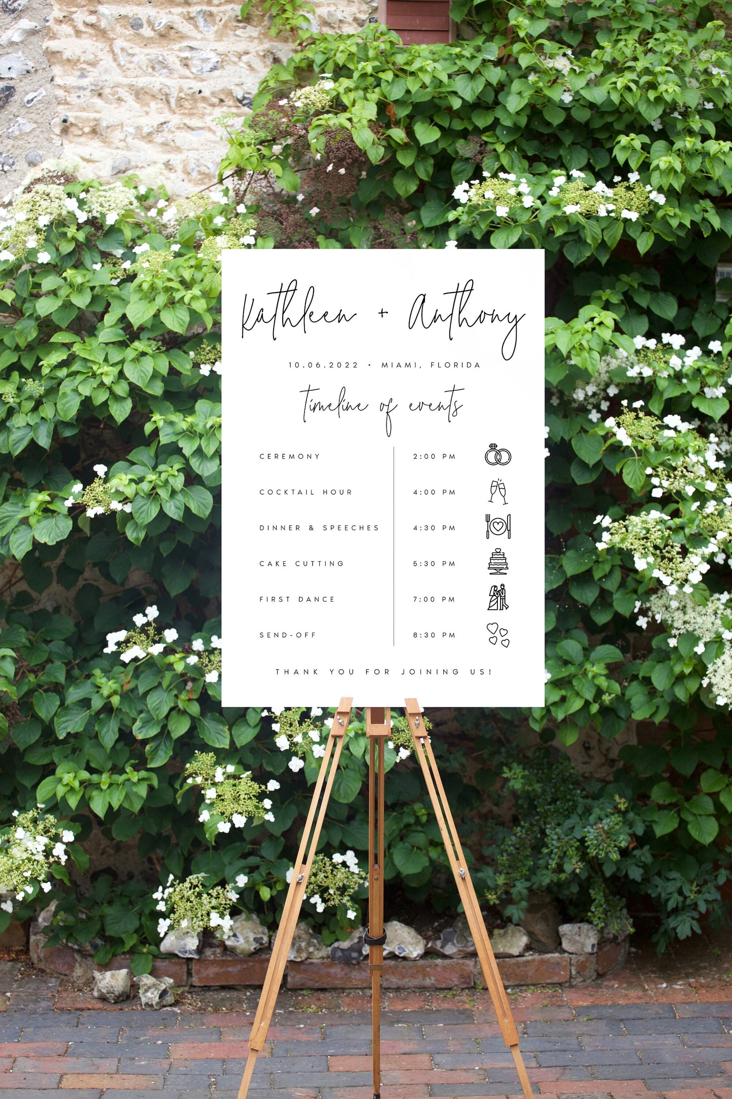 Kathleen Modern Wedding Order of Events Timeline Sign Template