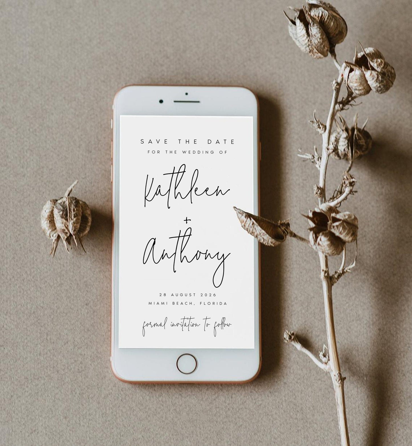 Kathleen Modern Save the Date Evite Template