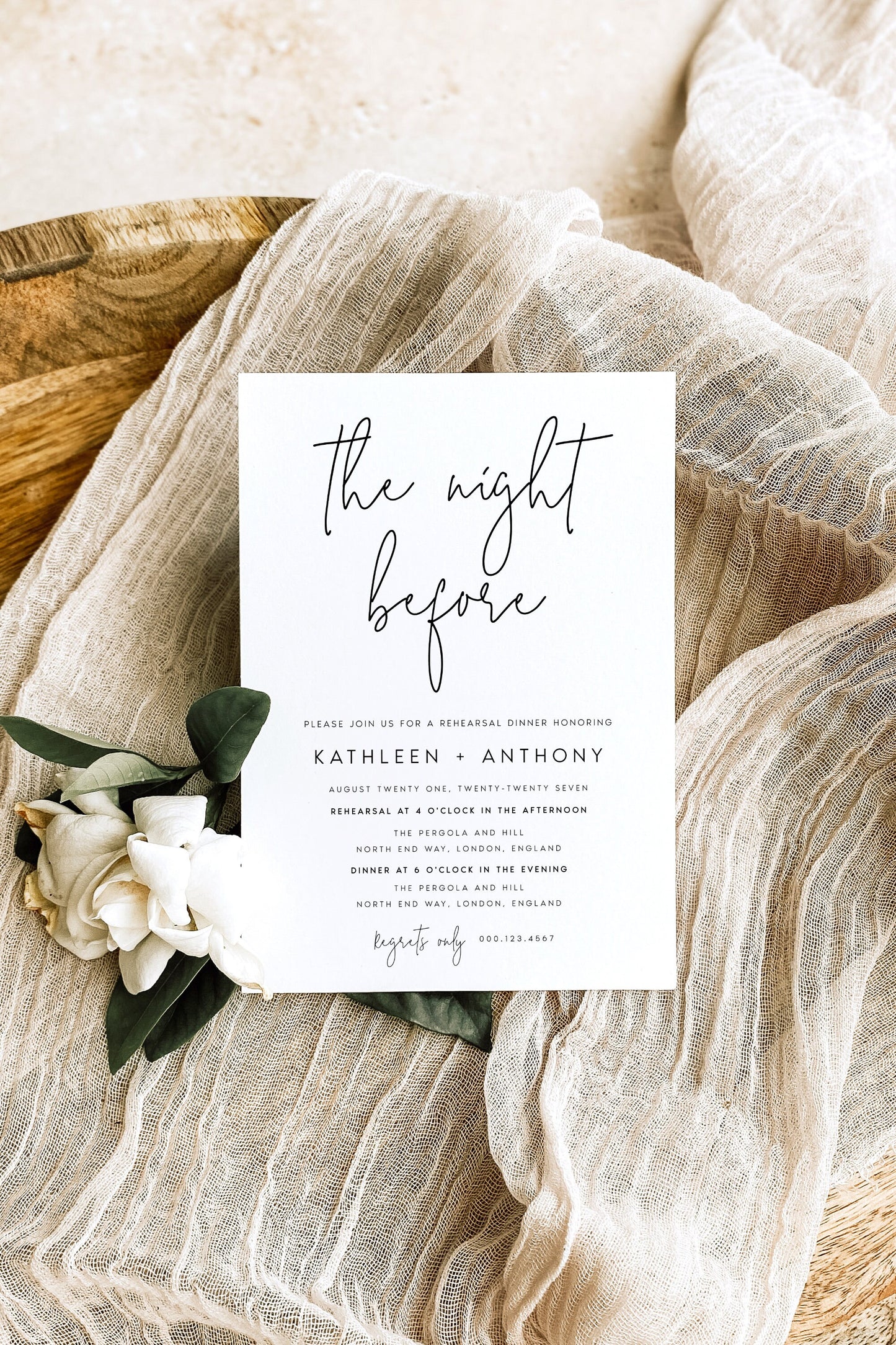 Kathleen Minimalist Rehearsal Dinner Invitation Template
