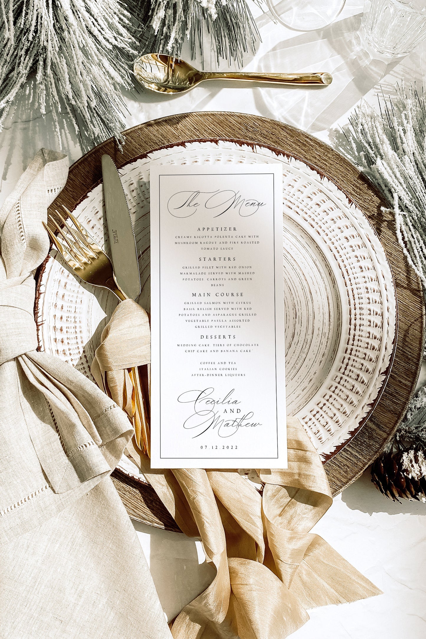 Cecilia Printable Wedding Menu Template