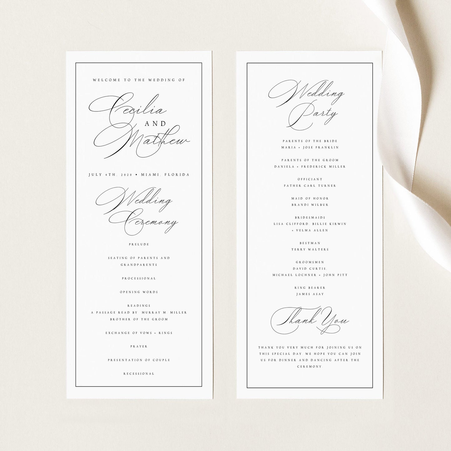 Cecilia Wedding Program Template