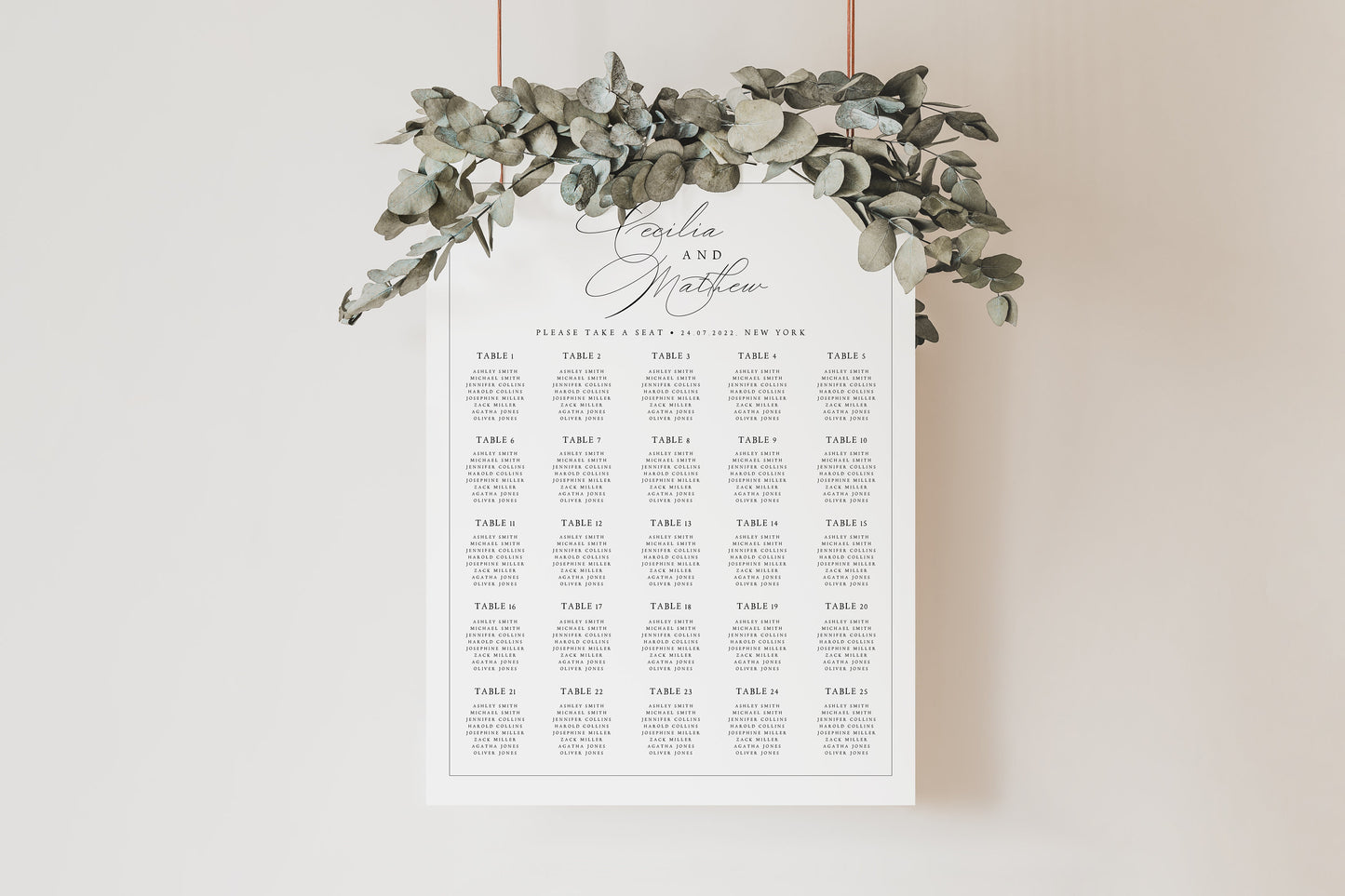 Cecilia Classic Wedding Seating Chart Template