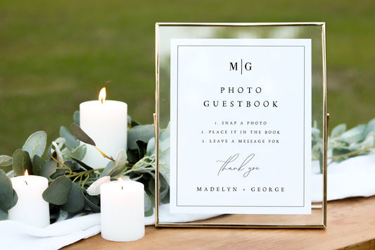 Madelyn Editable Modern Wedding Photo Guestbook Sign Template