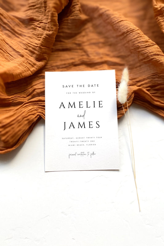 Amelie Modern Minimal Save the Date Editable Template